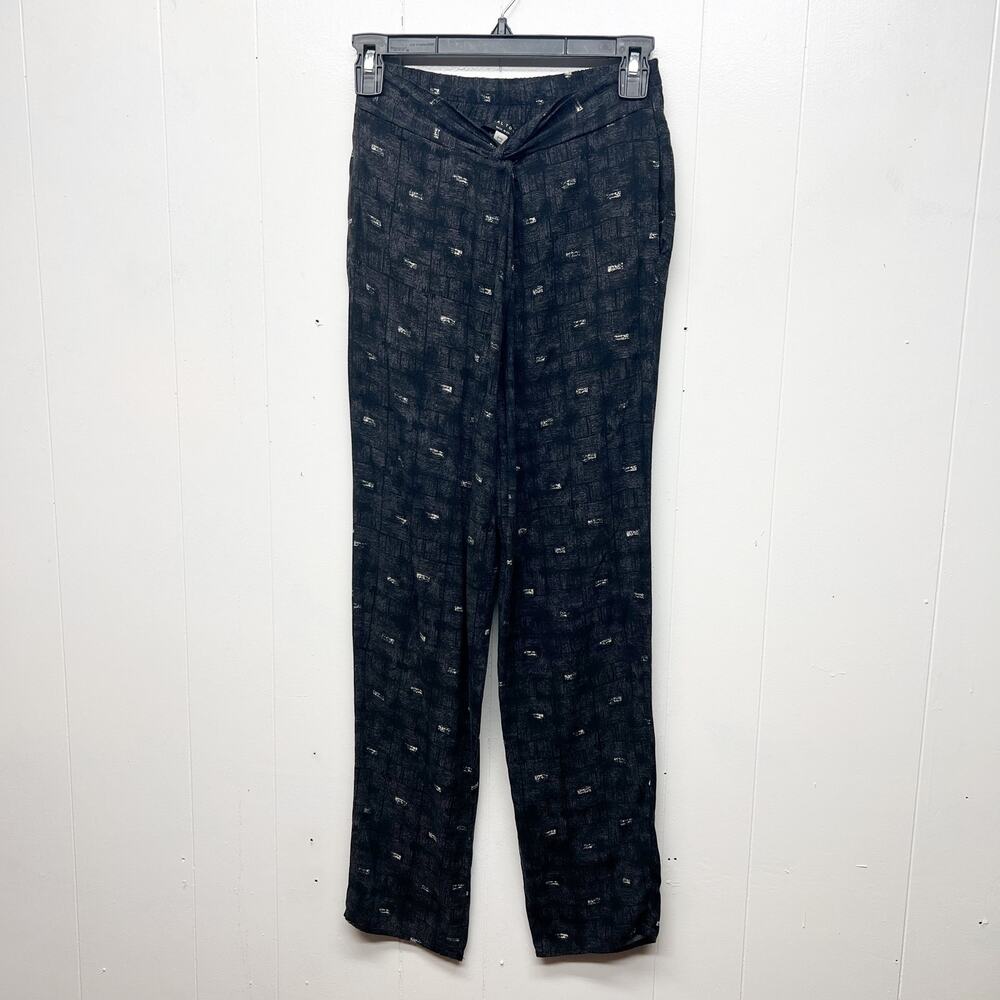 Final Touch Womens Pants XS Twisted Front Pull On Dark Boho Relaxed Retro Y2K